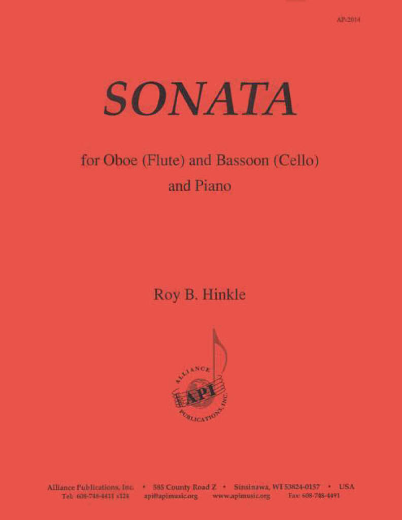 Sonata For Oboe (fl), Bsn (cello) & Piano